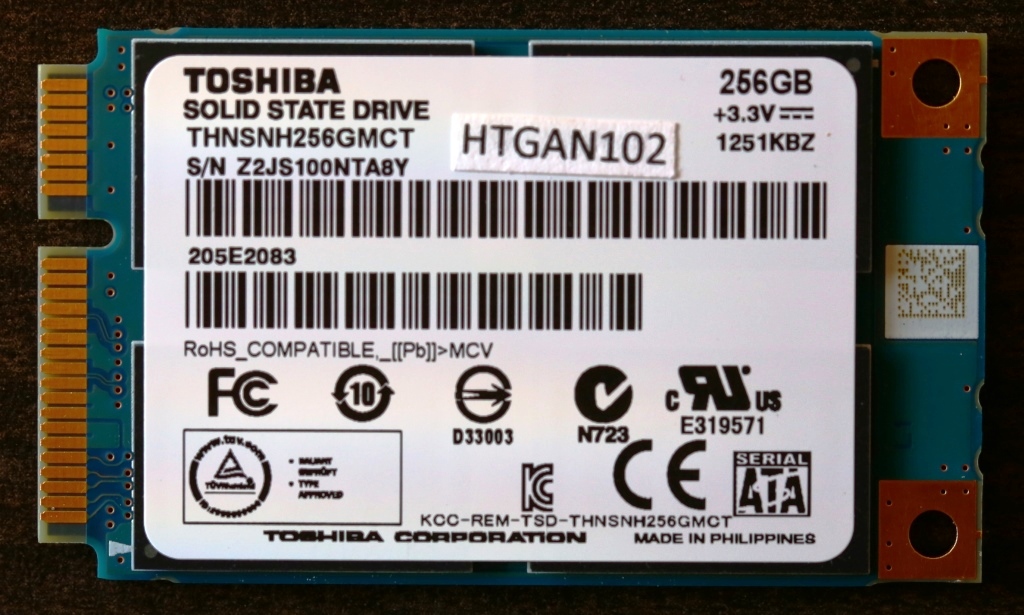 Toshiba THNSN mSATA 256G SSD Front
