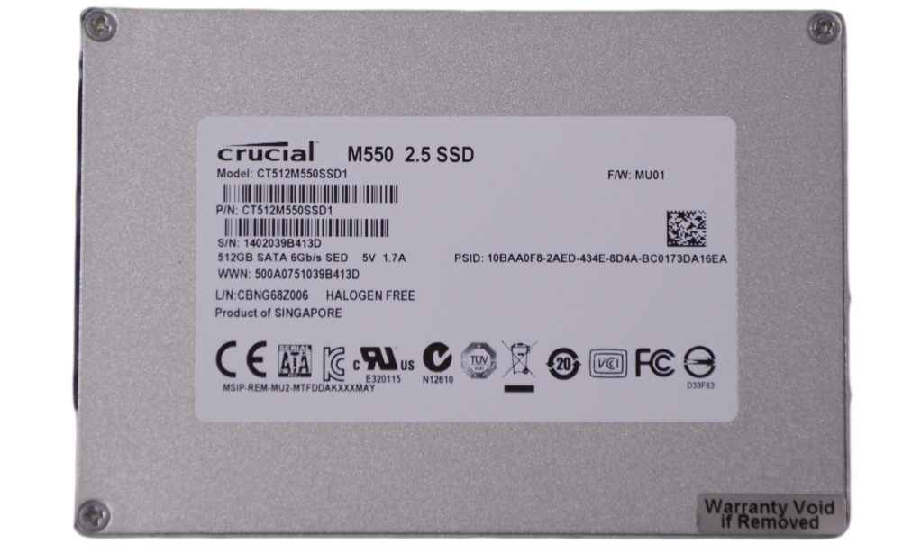 Crucial M550 SSD 512GB SSD Back