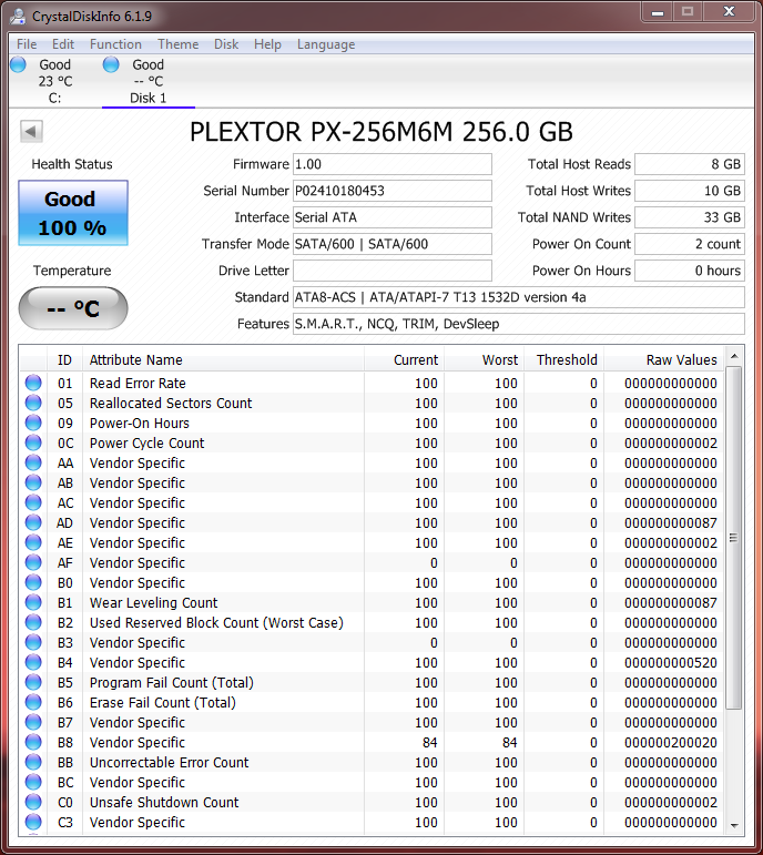 PLEXTOR PX-256M6M MSATA SSD CDI
