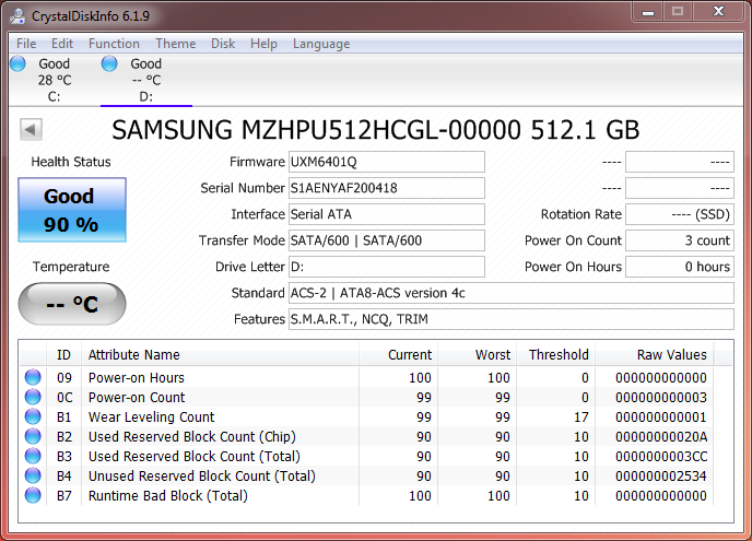 SAMSUNG XP941 SSD CDI