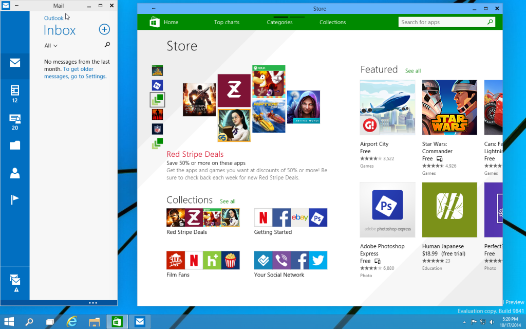 Windows 10 Technical Preview - Modern Apps - Windowed